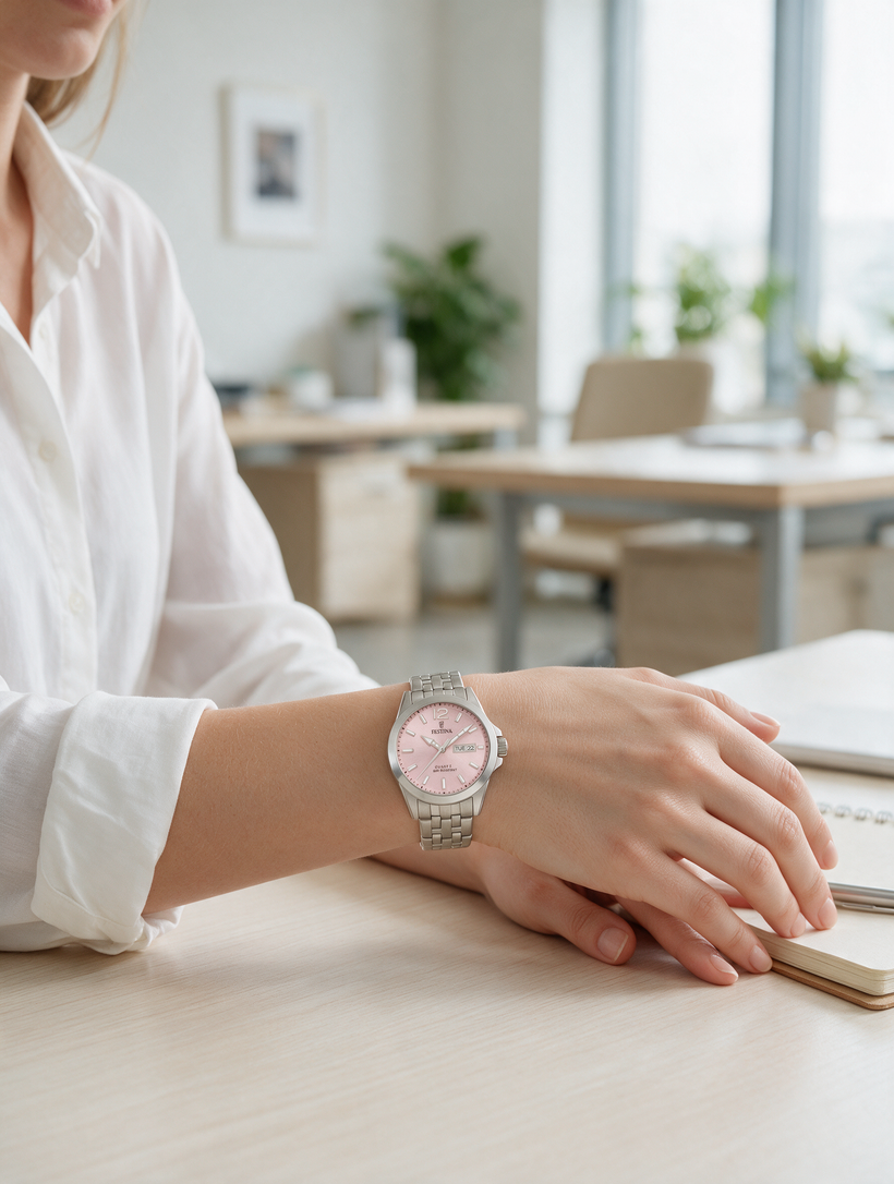 Festina Classics F20455/2 — Ladies' Pink Dial, Steel Bracelet, 30 mm
