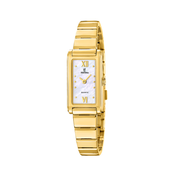Festina ladies' watch, gold tank case, white dial