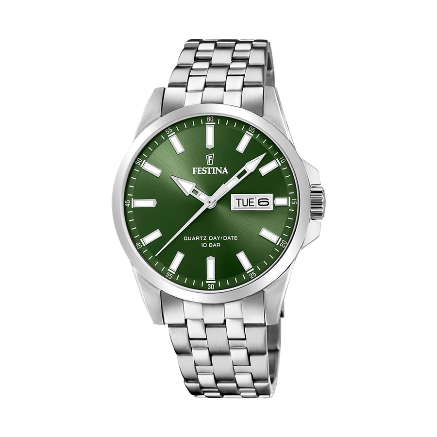 Festina Classics F20357/5 — Men's Green Dial, Steel Bracelet, 41 mm