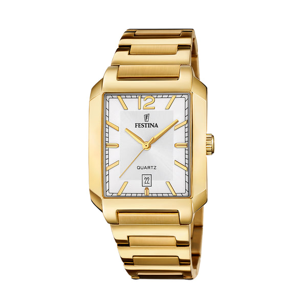 Festina ladies' watch, gold tank case, white dial