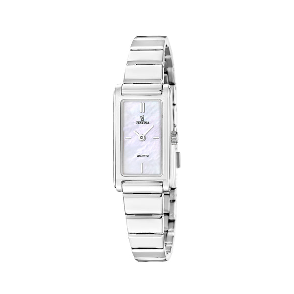 Festina ladies' watch, steel tank case, white dial