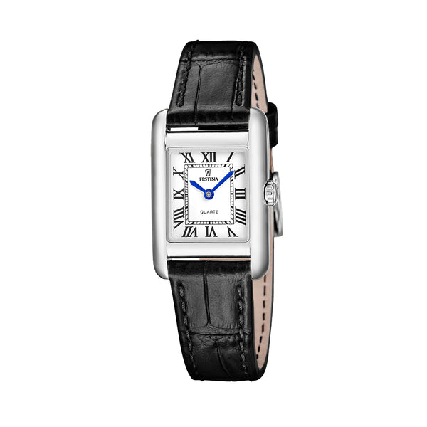 Festina ladies' watch, silver dial, leather strap
