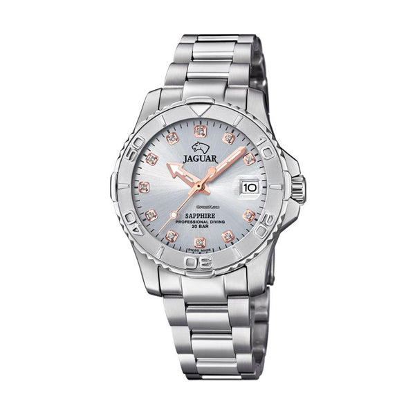 Jaguar ladies' watch, grey dial, steel bracelet