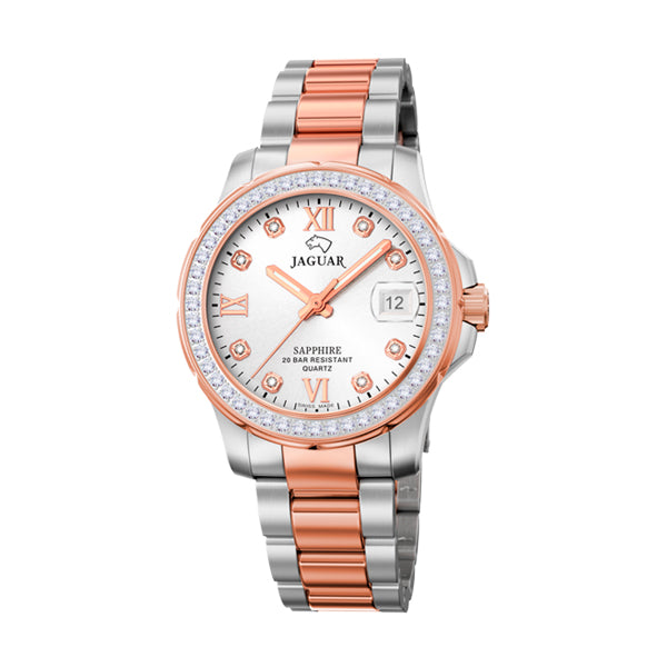 Jaguar ladies' watch, mother-of-pearl dial, two-tone bracelet