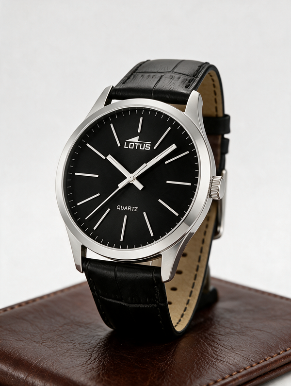 Lotus Minimalist 15961/3 men's watch, black dial, black leather strap