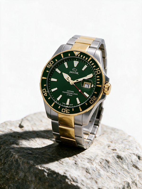 Jaguar Executive Diver J863/B men's watch, green dial, two-tone bracelet